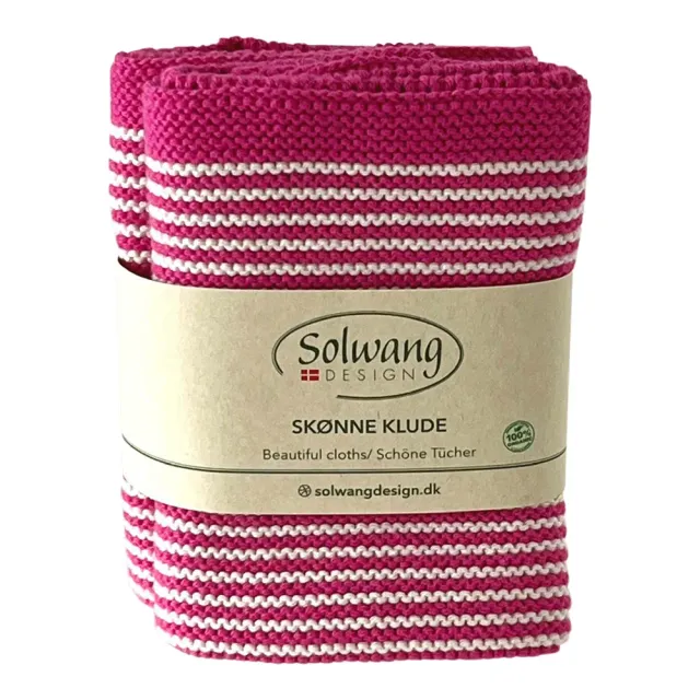 Solwang klude natur/pink stribe 2 stk økologisk bomuld