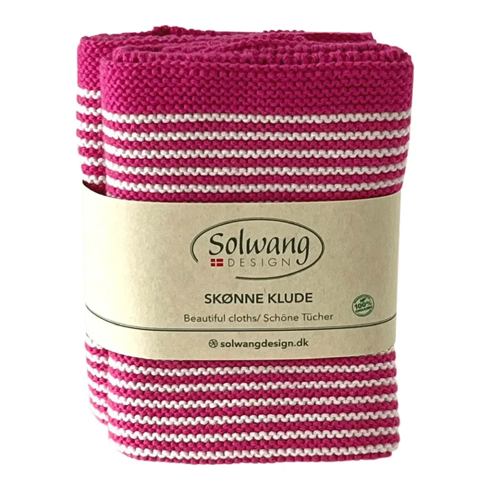Solwang klude natur/pink stribe 2 stk økologisk bomuld