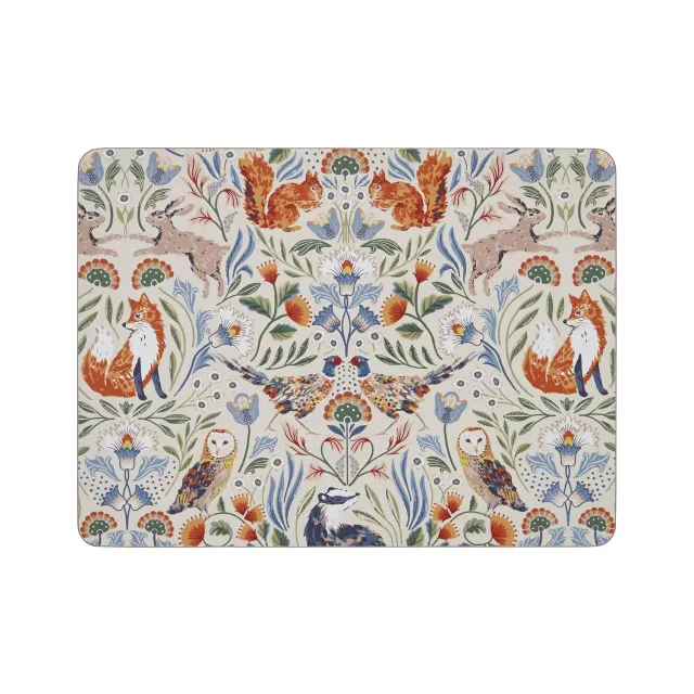 Ulster Weavers Blackthorn dækkeserviet 4-pak beige skovmotiv