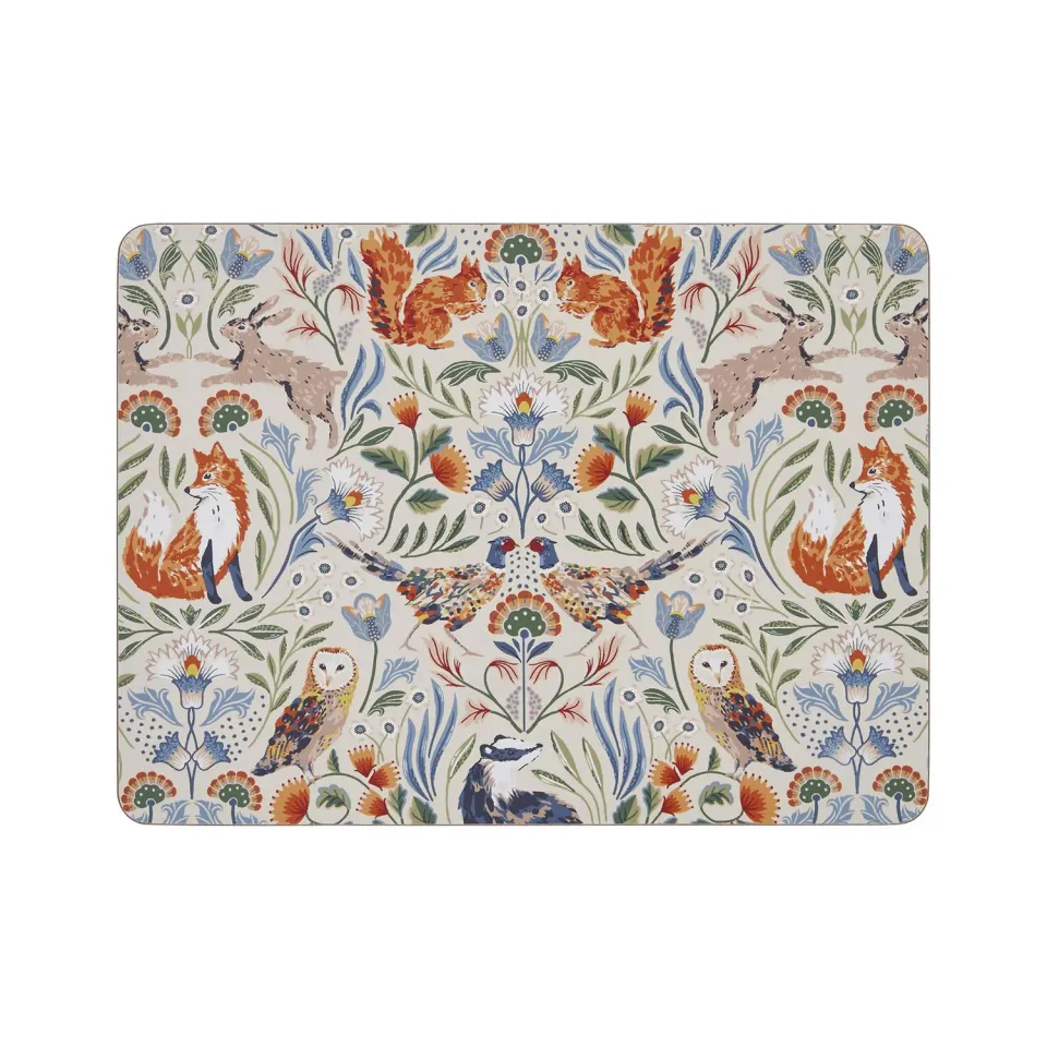 Ulster Weavers Blackthorn dækkeserviet 4-pak beige skovmotiv