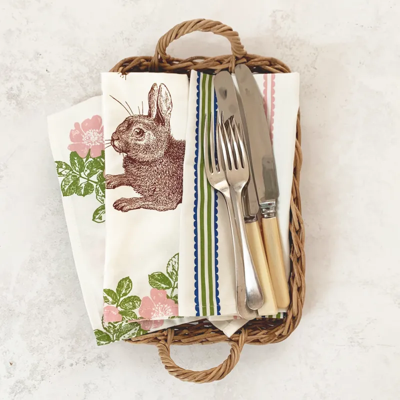 Thornback & Peel Rabbit & Rose stofserviet 45x45