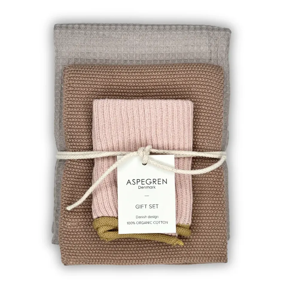 AspEgren Macaron køkken gavesæt 3 dele økologisk bomuld