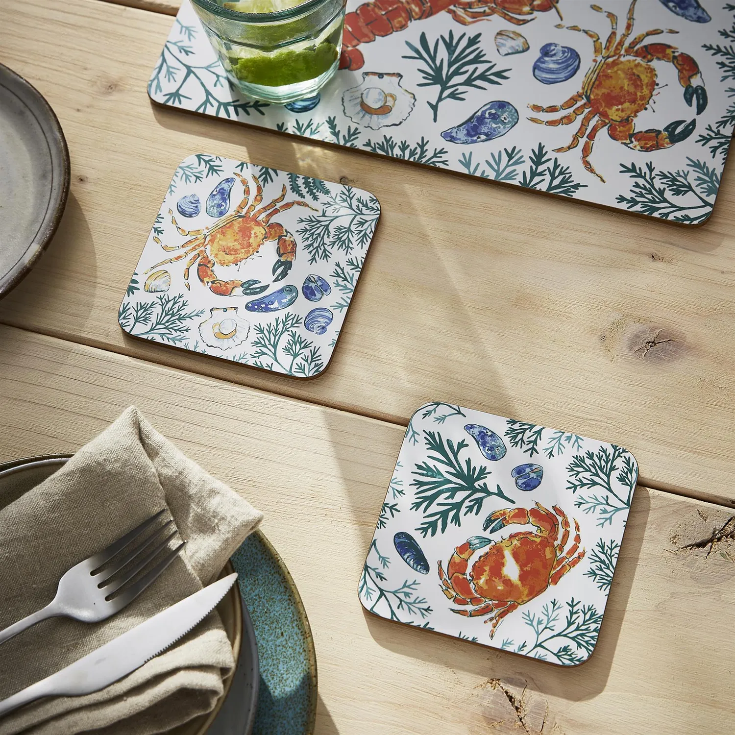 Ulster Weavers Shellfish bordskånere 4-pak grøn