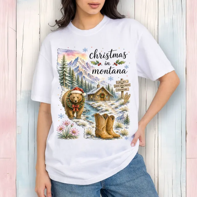 Avery Lane Christmas Montana t-shirt hvid bomuld S-3XL