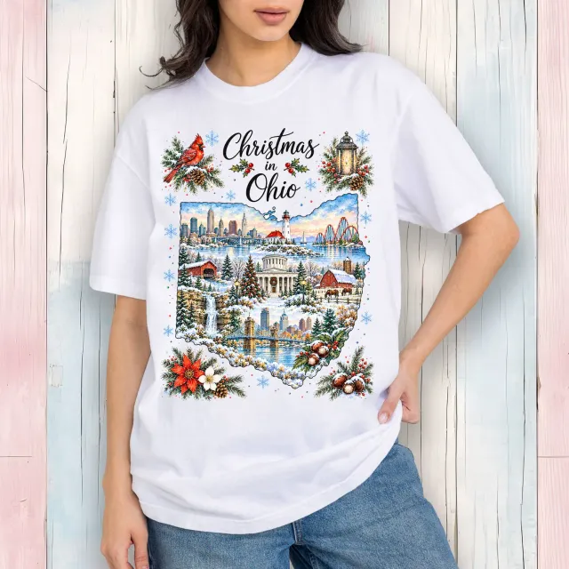 Avery Lane Gifts Christmas in Ohio hvid T-shirt bomuld
