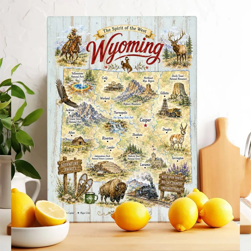 Avery Lane Gifts Wyoming skærebræt glas 28x38 cm hærdet