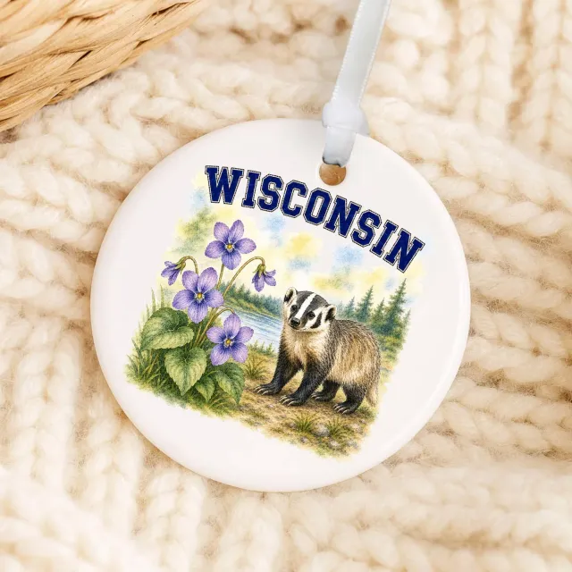 Avery Lane Gifts Wisconsin Bird Animal julepynt porcelæn 7,6 cm