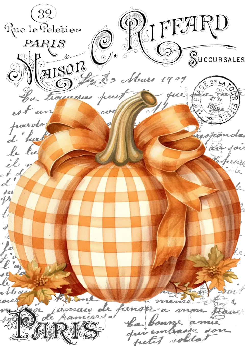 Avery Lane Gifts French Checkered Pumpkins plakat efterår