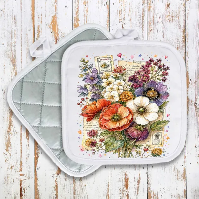 Avery Lane Gifts Vintage Watercolor Flowers grydelap quiltet