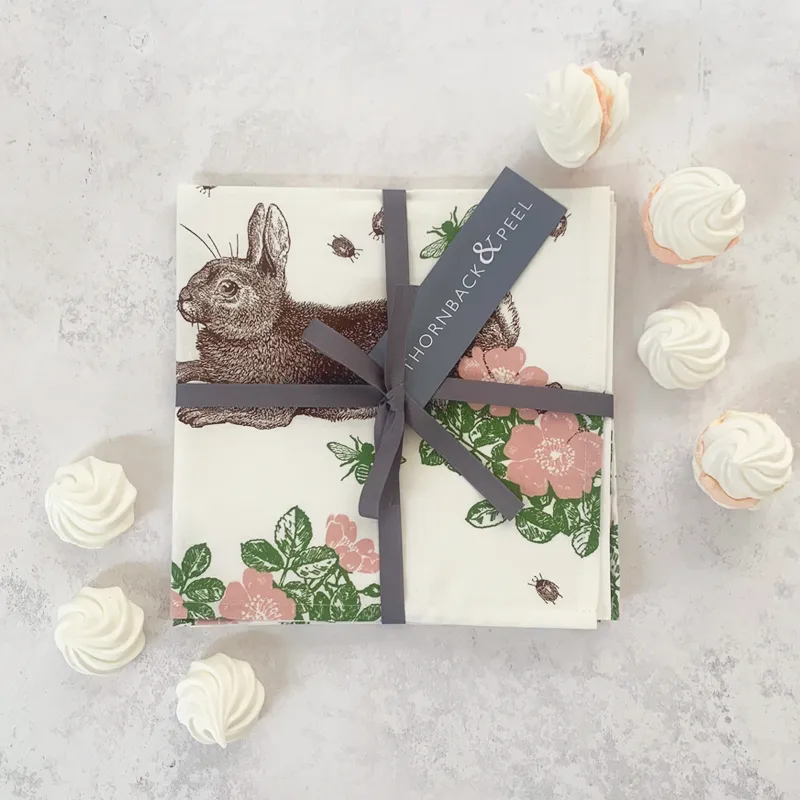 Thornback & Peel Rabbit & Rose stofserviet 45x45