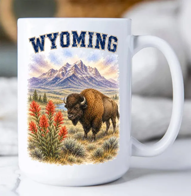 Avery Lane Gifts Wyoming kaffekrus hvid keramik 443 ml
