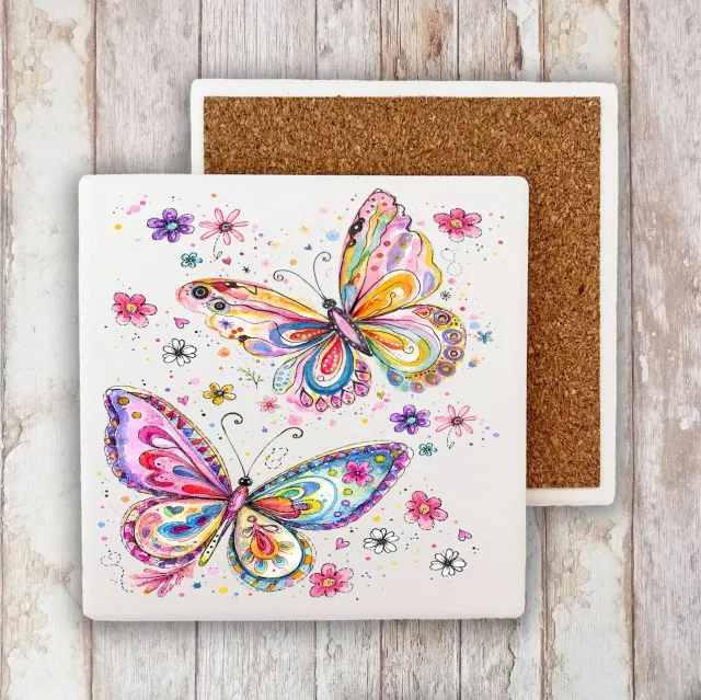Avery Lane Gifts Butterflies bordskåner sten 10x10 cm