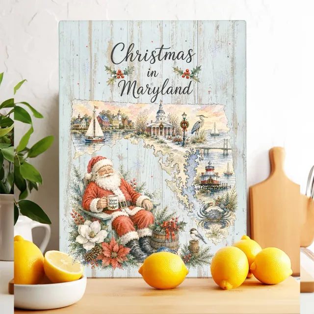 Avery Lane Gifts Christmas in Maryland skærebræt glas 28x38 cm kort