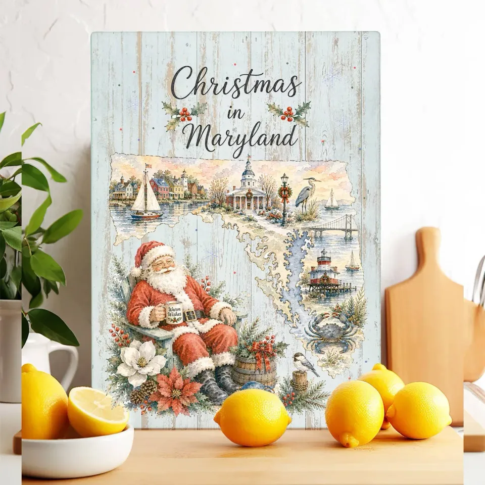 Avery Lane Gifts Christmas in Maryland skærebræt glas 28x38 cm kort