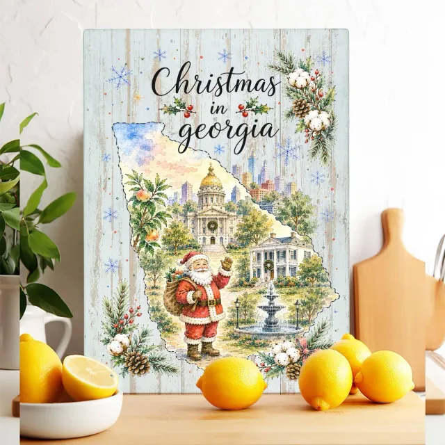 Avery Lane Gifts Christmas Georgia skærebræt glas 11x15" jul