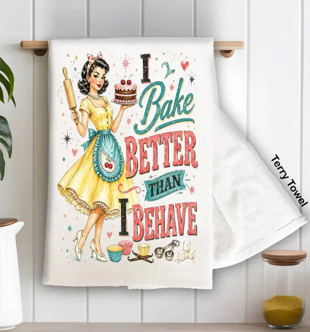 Avery Lane Gifts I Bake Better Than I Behave viskestykke bomuld