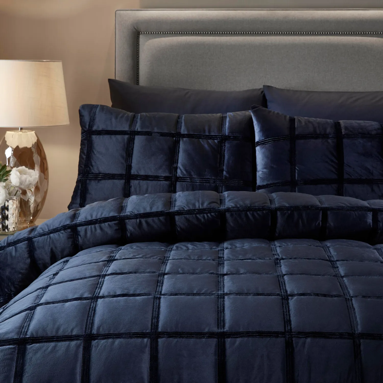 Ulster Weavers Brighton Square sengetøj navy velour double