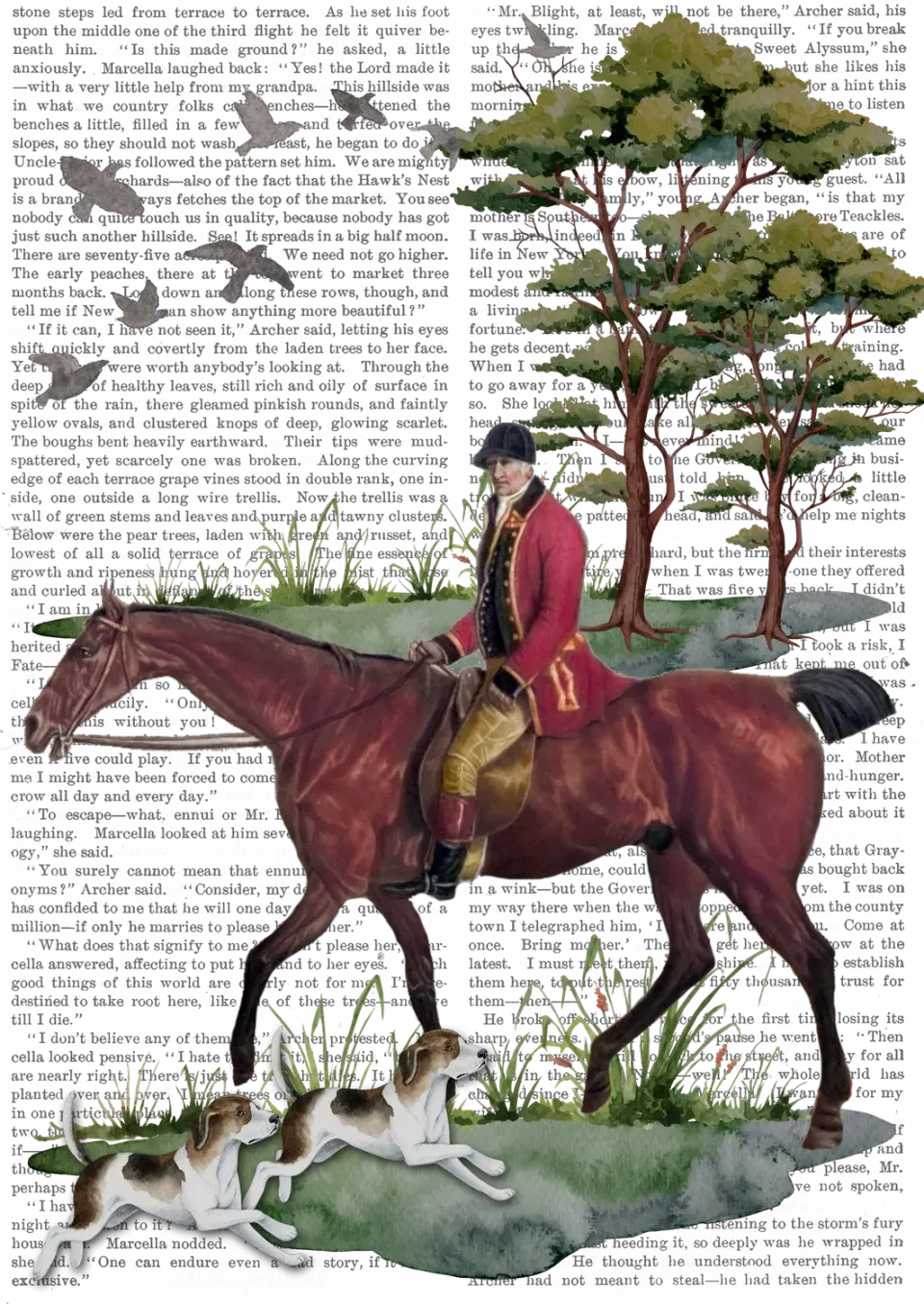 Avery Lane Gifts Vintage Fox Hunting Horses plakat jagtmotiv