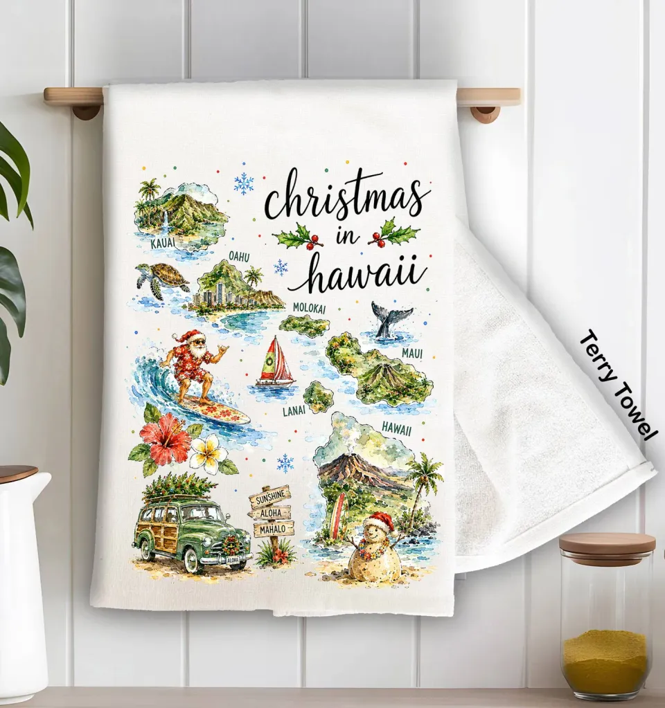 Avery Lane Gifts Christmas Hawaii viskestykke terry bomuld