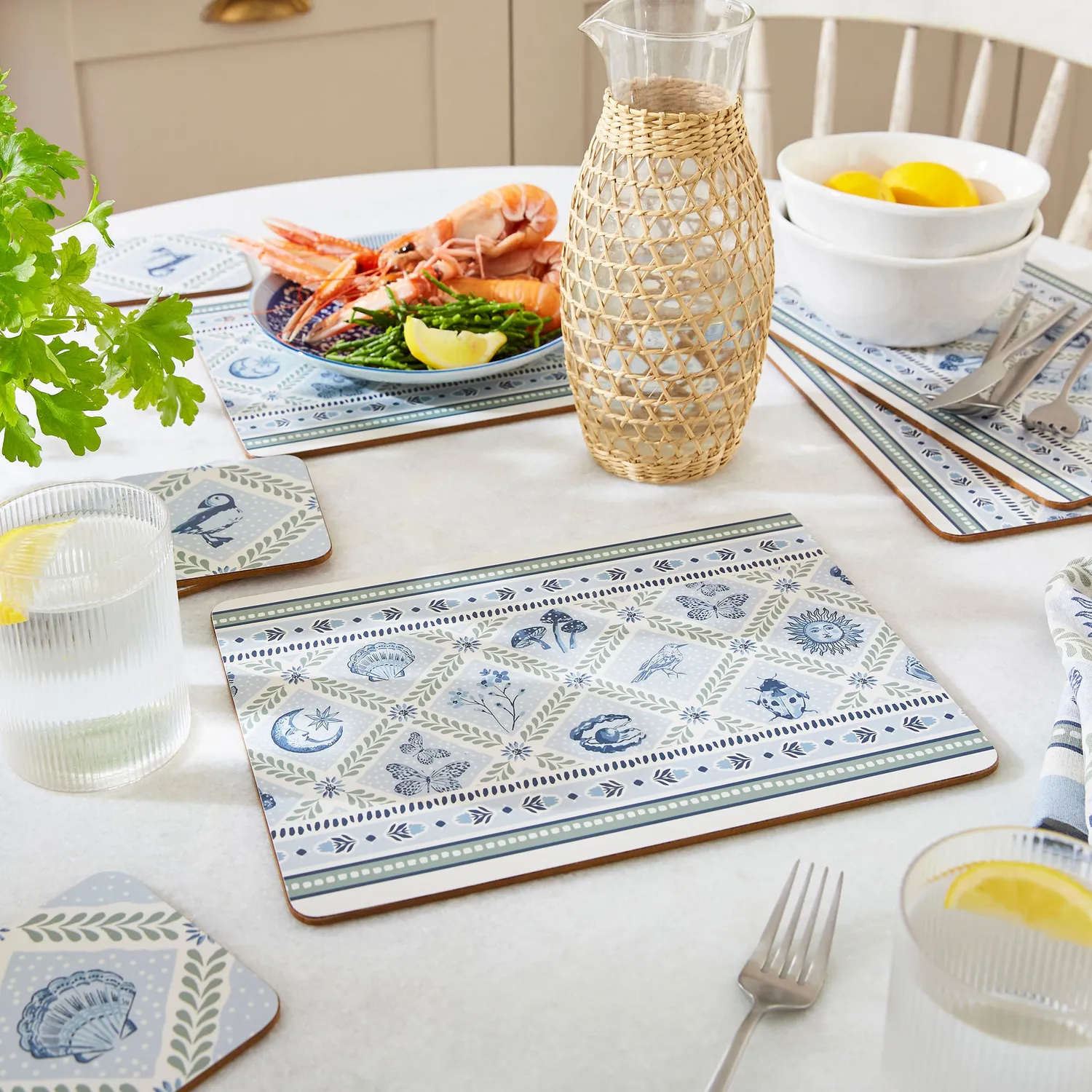 Ulster Weavers Coastal Treasures bordskånere blå 4-pak kork