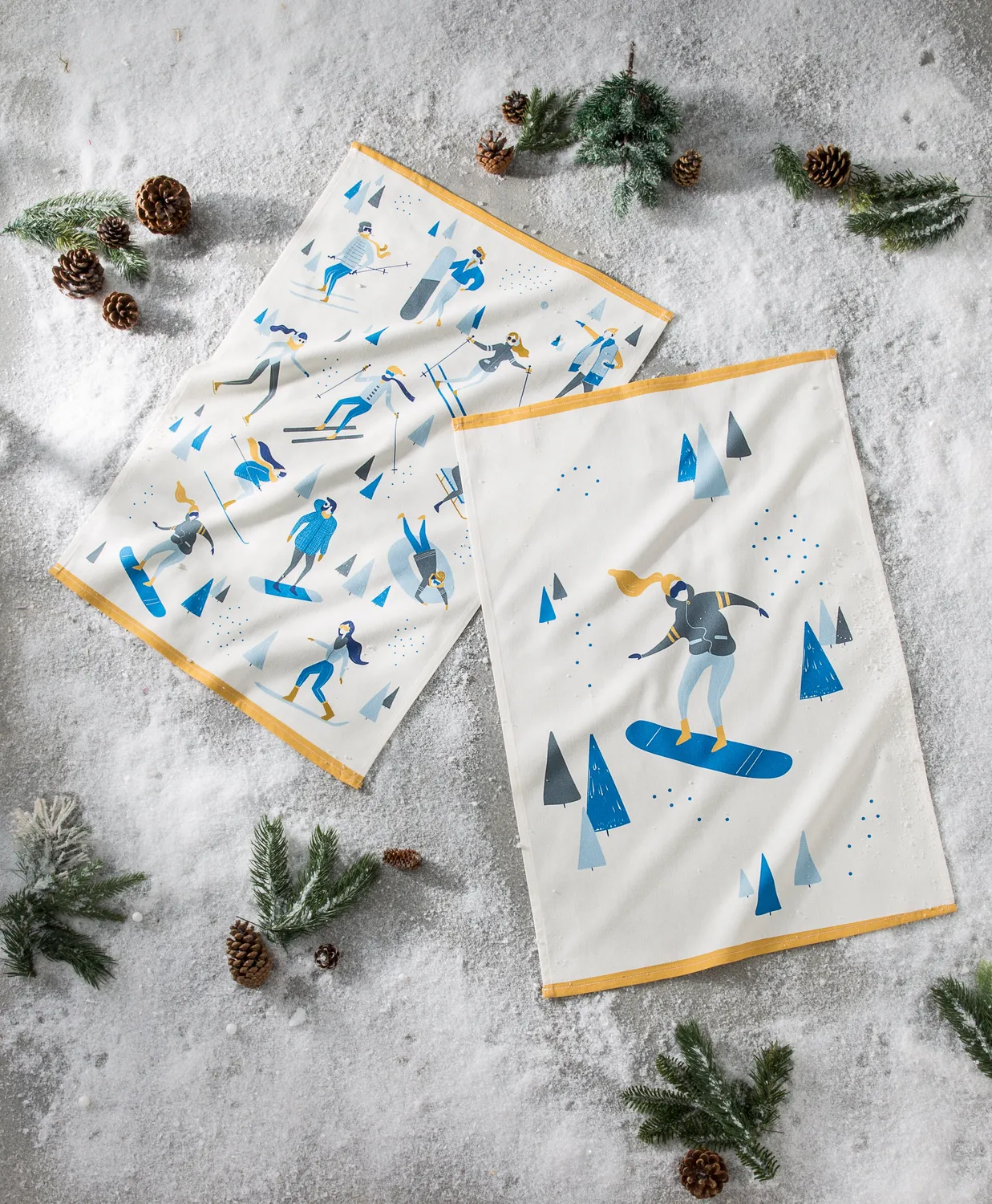 Coucke Snowboarder viskestykke 50x75 cm hvid bomuld