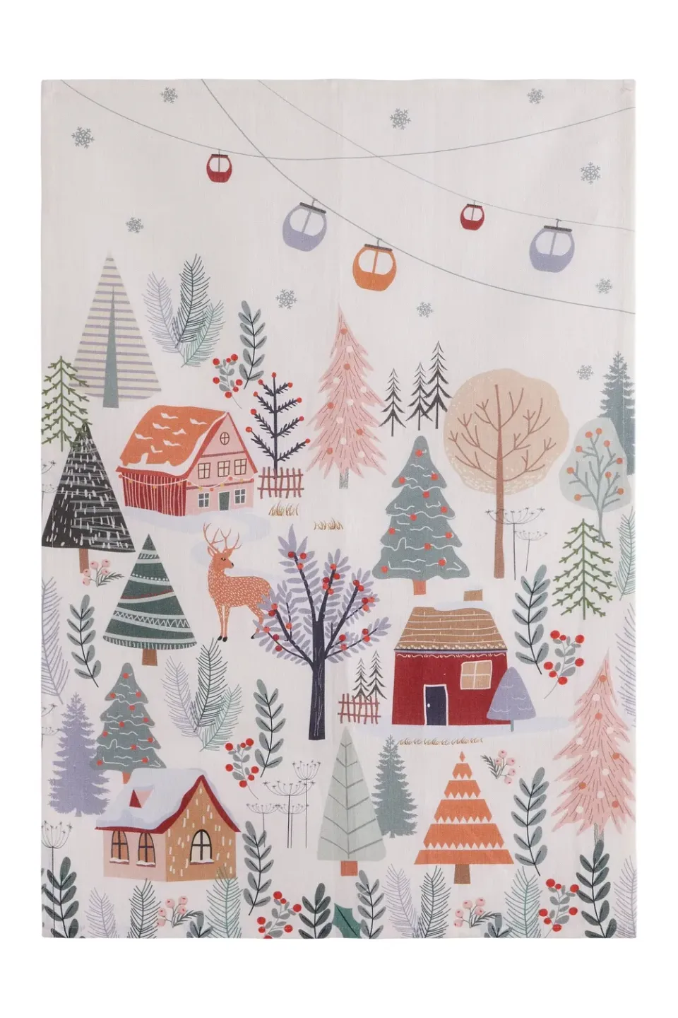 Coucke Christmas Forest viskestykke hvid 50x75 julemotiv
