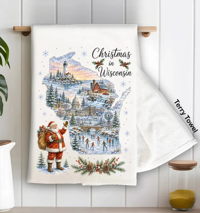 Avery Lane Gifts Christmas in Wisconsin viskestykke 71x46 cm bomuld