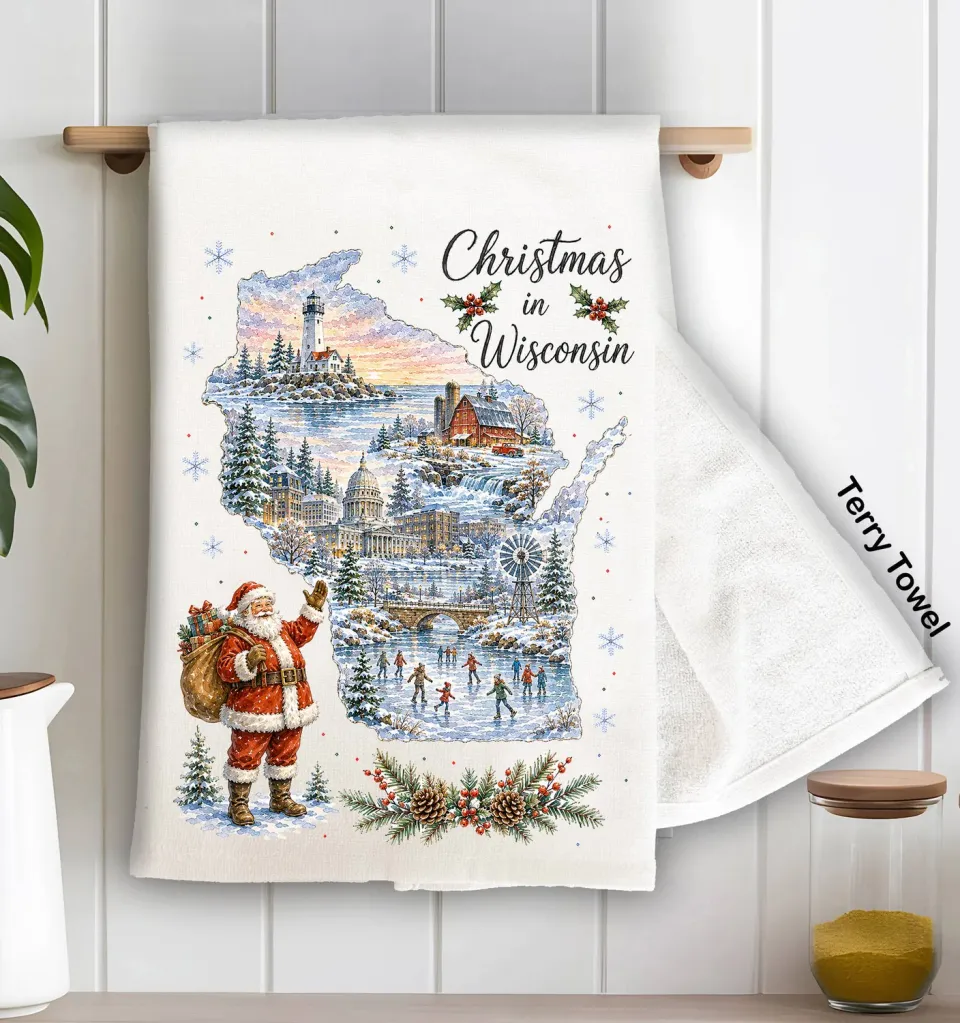 Avery Lane Gifts Christmas in Wisconsin viskestykke 71x46 cm bomuld