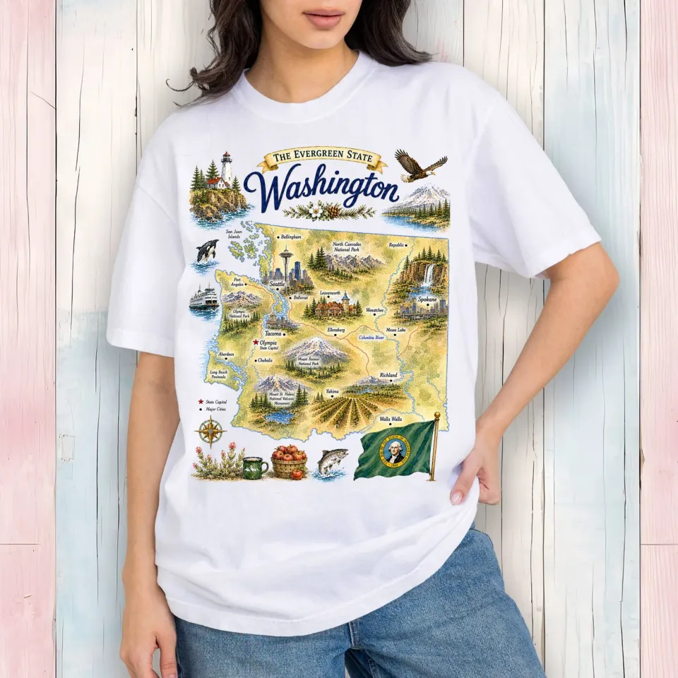 Avery Lane Gifts Washington Landmark t-shirt hvid bomuld