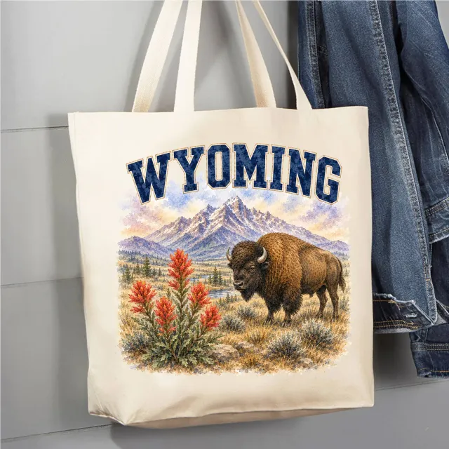Avery Lane Gifts Wyoming mulepose canvas bomuld landkort