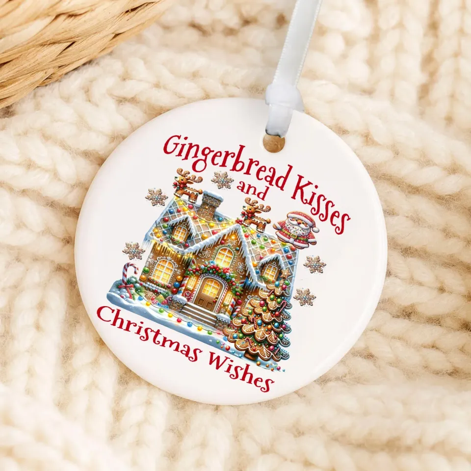 Avery Lane Gifts Gingerbread Kisses julepynt porcelæn hvid