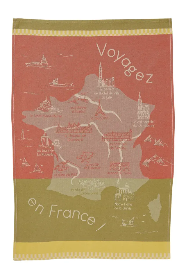 Coucke Monuments of France viskestykke blå 50x75 cm jacquard