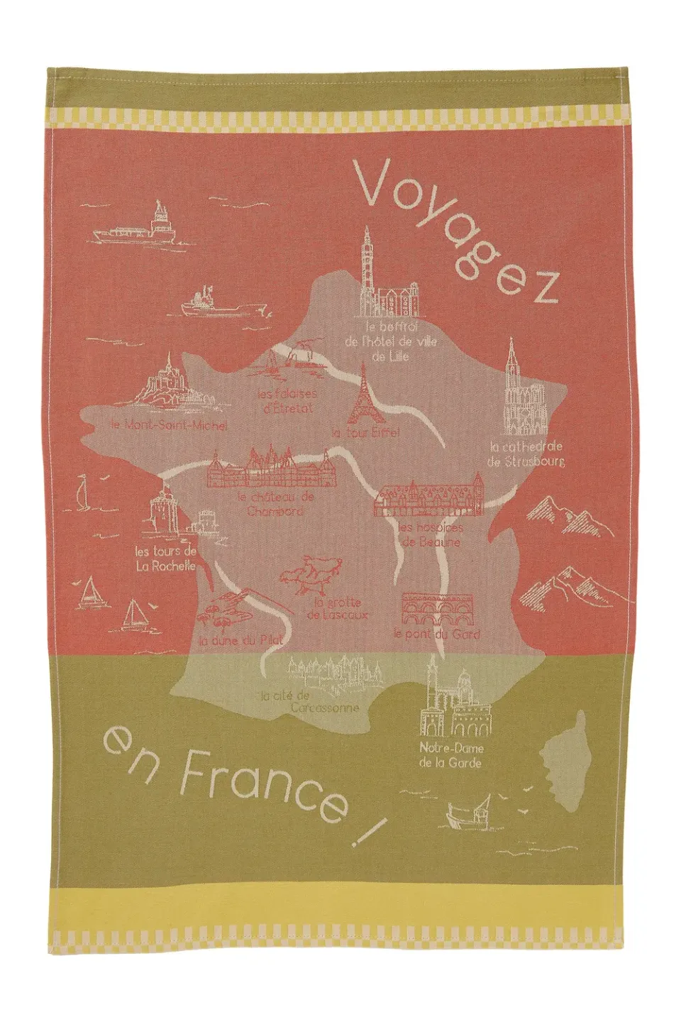 Coucke Monuments of France viskestykke blå 50x75 cm jacquard