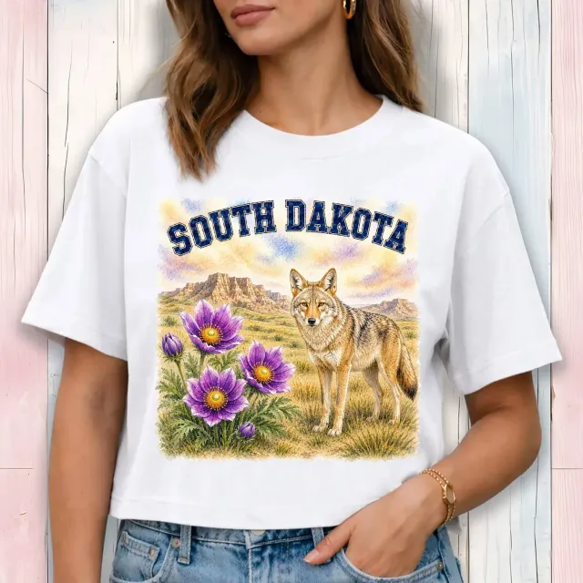 Avery Lane Gifts South Dakota cropped t-shirt hvid bomuld