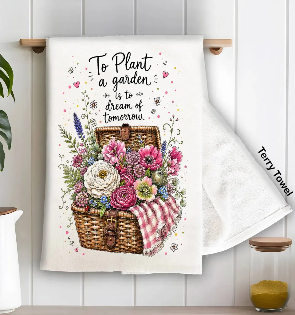 Avery Lane Gifts Plant a Garden frotté viskestykke bomuld