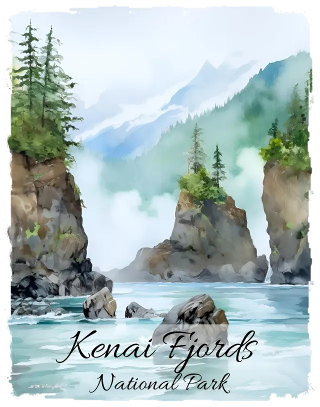 Avery Lane Gifts Kenai Fjords National Park plakat Alaska