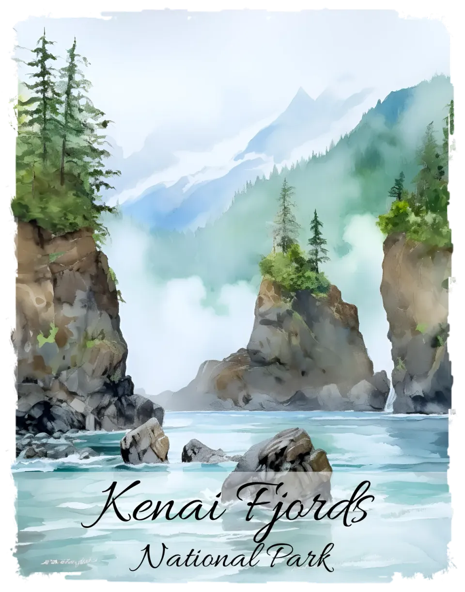 Avery Lane Gifts Kenai Fjords National Park plakat Alaska