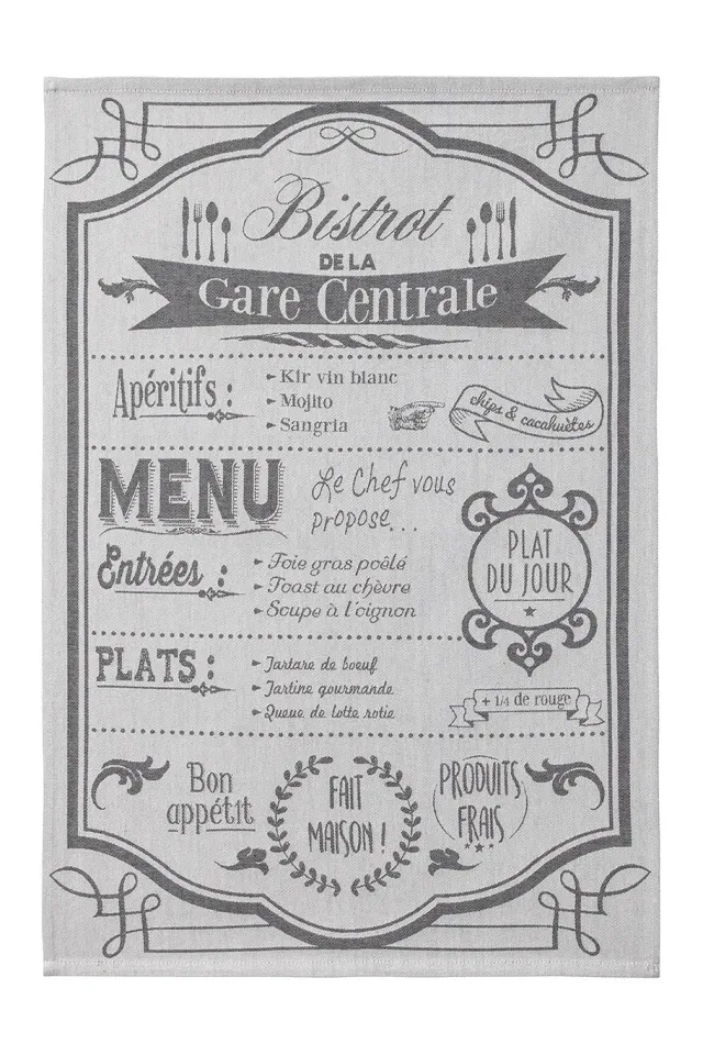 Coucke On the Menu viskestykke creme 50x75 bomuld