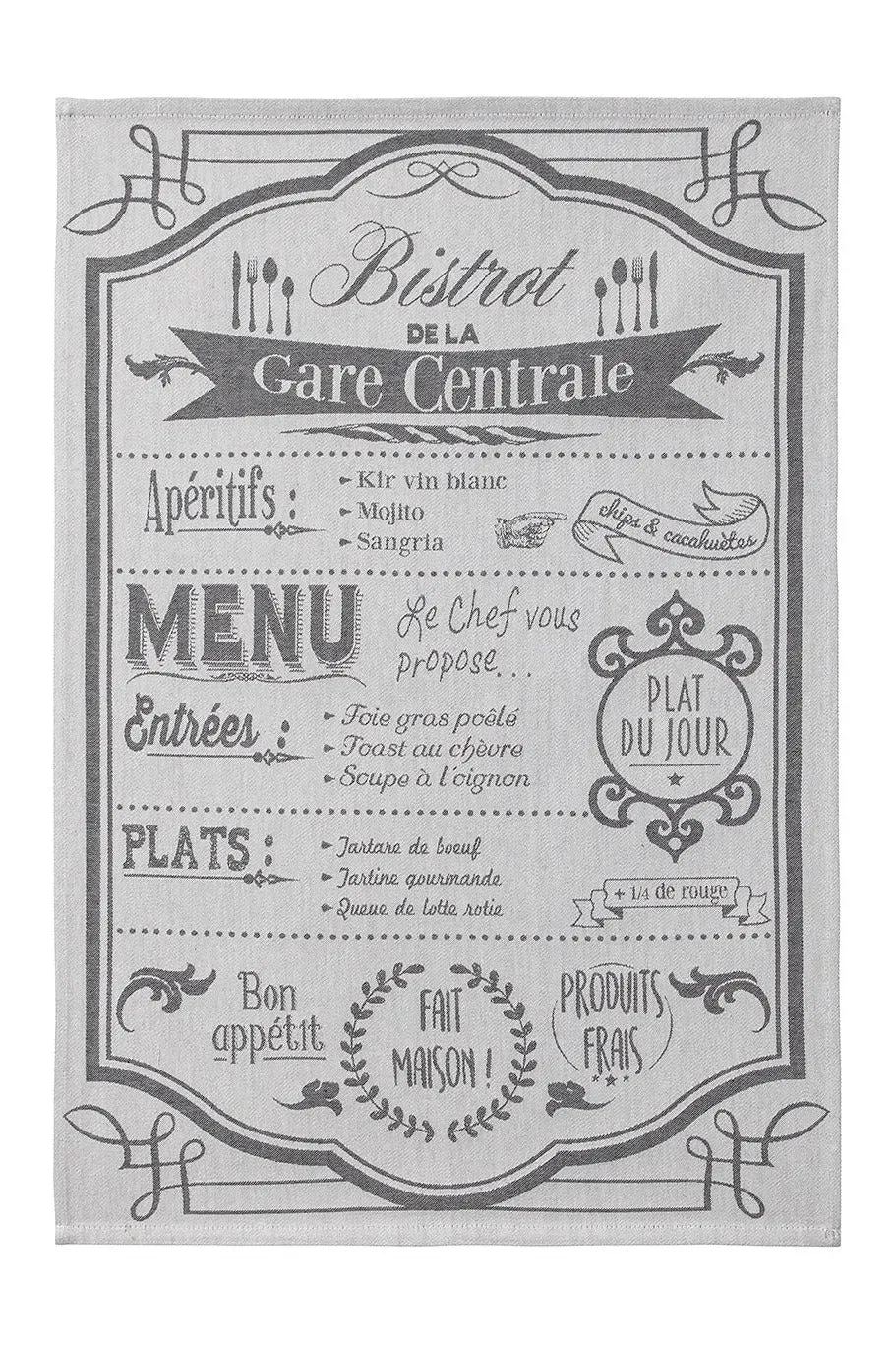 Coucke On the Menu viskestykke creme 50x75 bomuld