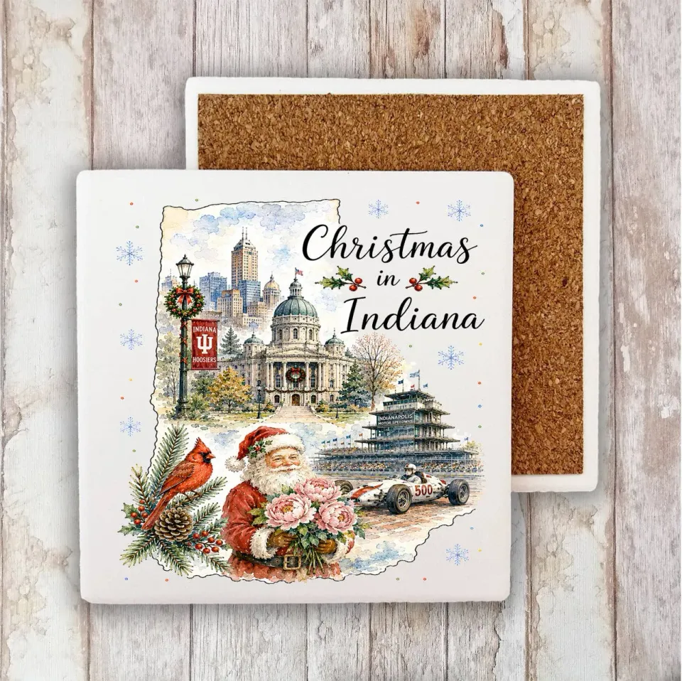 Avery Lane Gifts Christmas in Indiana bordskåner 10x10 cm sugende sten