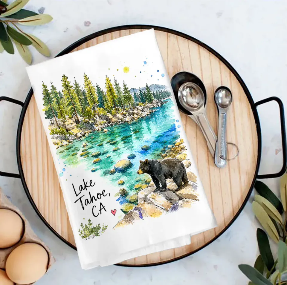 Avery Lane Gifts Black Bear Lake viskestykke 69x69 cm bomuld