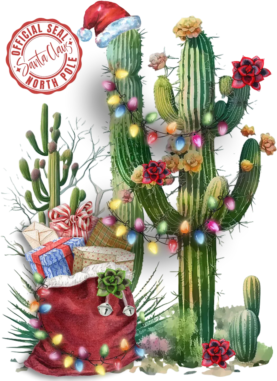 Avery Lane Gifts Santa Saguaro vægskilt western jul kaktus