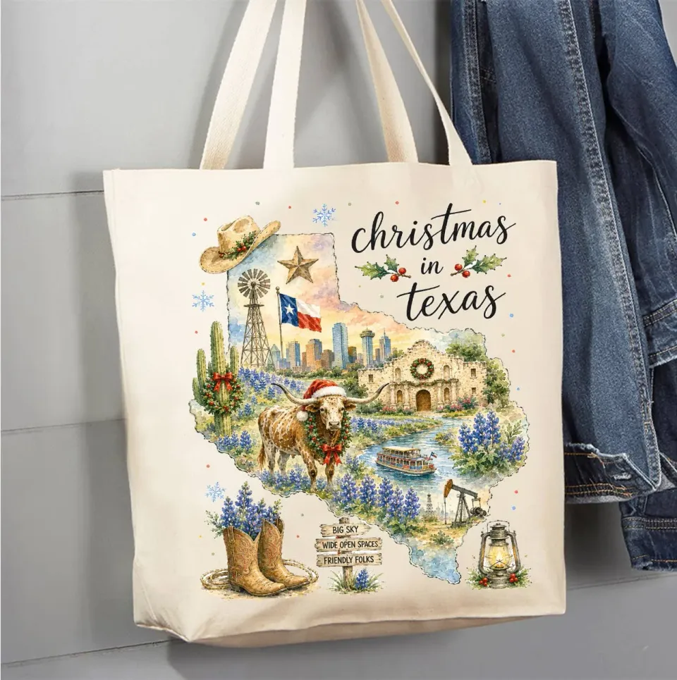 Avery Lane Gifts Christmas Texas mulepose canvas bomuld