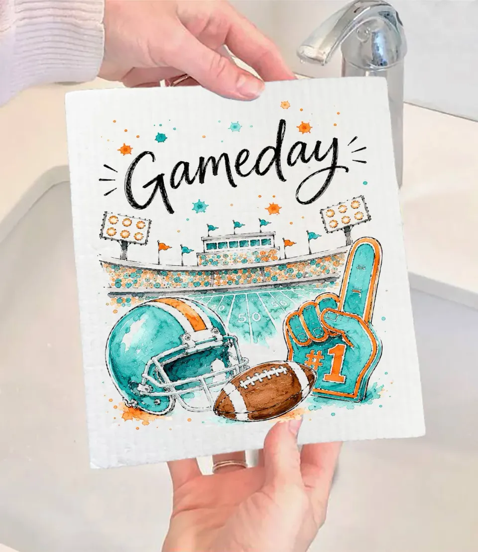 Avery Lane Gifts Gameday Football karklud svensk aqua orange