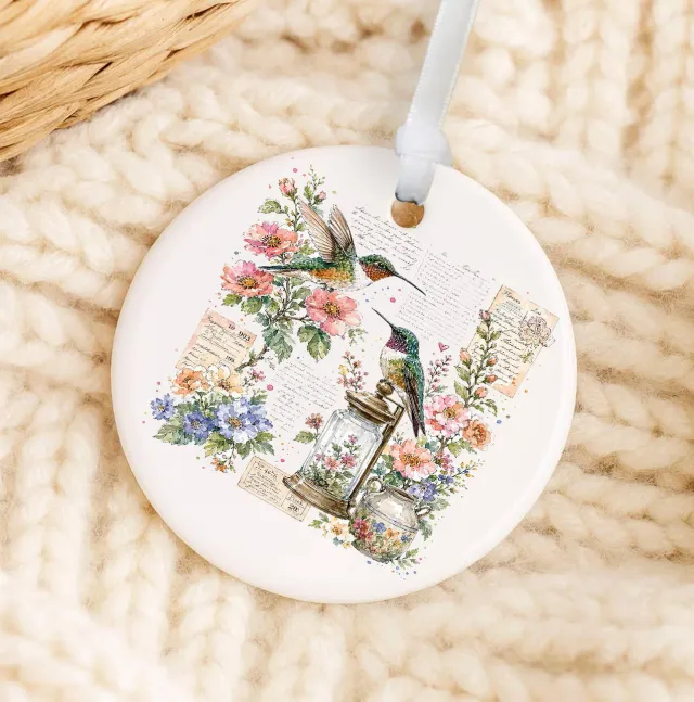 Avery Lane Gifts Vintage Flowers Hummingbirds ornament 7,6 cm