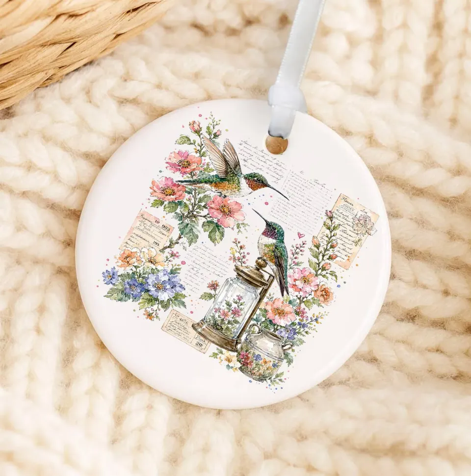 Avery Lane Gifts Vintage Flowers Hummingbirds ornament 7,6 cm
