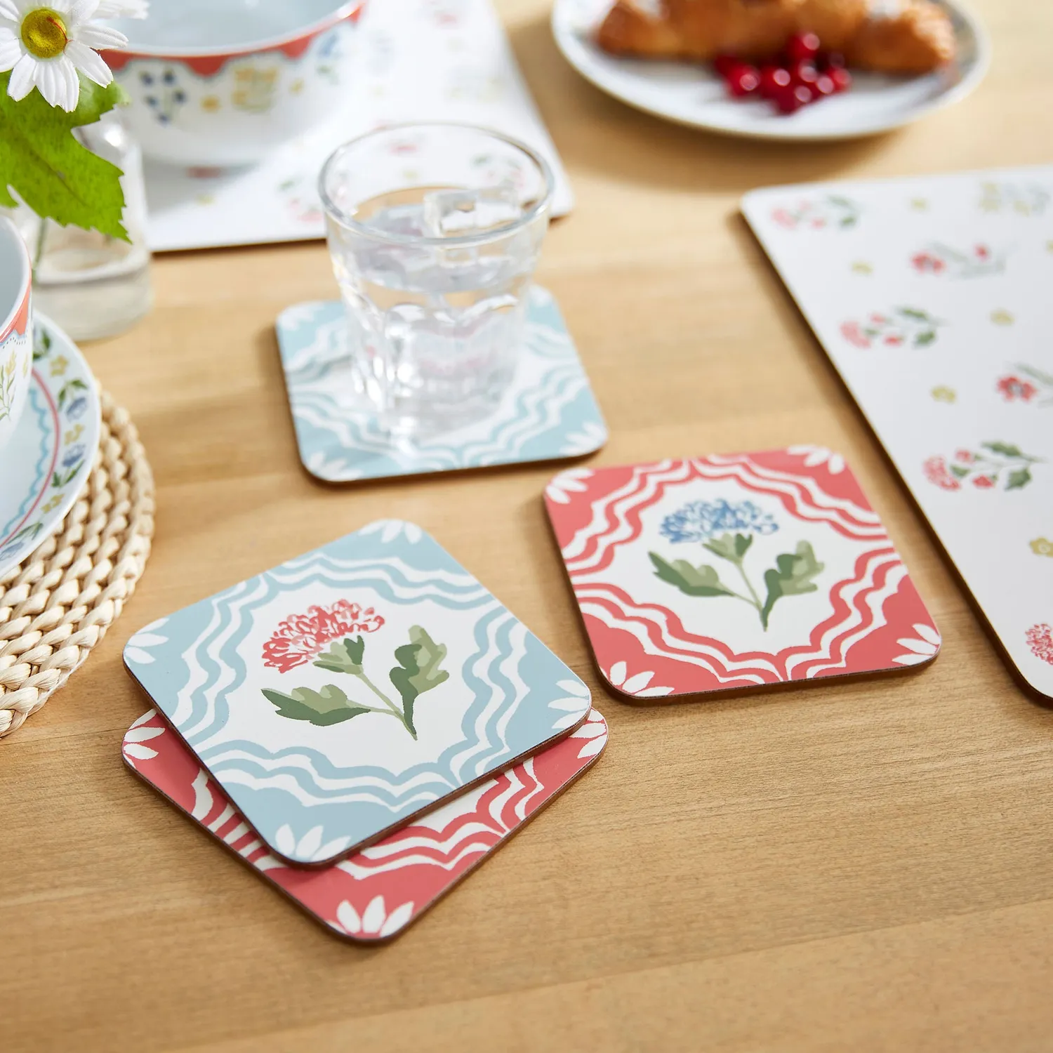 Ulster Weavers Boho Floral bordskånere 4-pak flerfarvet kork