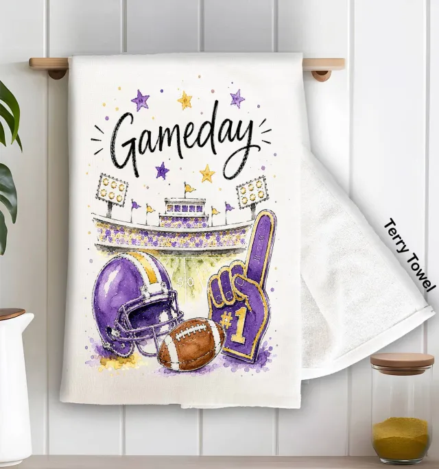 Gameday Football lilla guld køkkenhåndklæde 71x46 cm