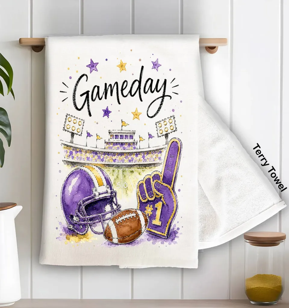 Gameday Football lilla guld køkkenhåndklæde 71x46 cm