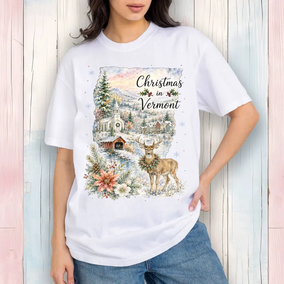 Avery Lane Gifts Christmas Vermont T-shirt bomuld hvid L
